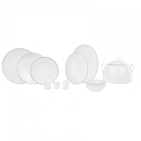 Karaca New Shawl 60-Piece Fine Cream Dinner Set for 12 People, White