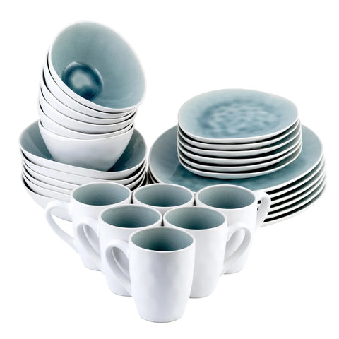 Karaca 30-Piece Reactive Glaze Dinner Set for 6 People, Turquoise