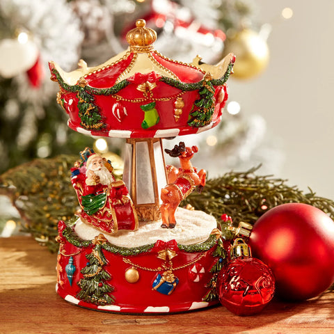 Karaca Home New Year Christmas Musical Carousel, 15cm, Multi