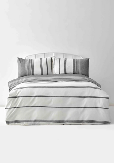 Karaca Home Dobby Woven Duvet Cover Set, Double, Black White