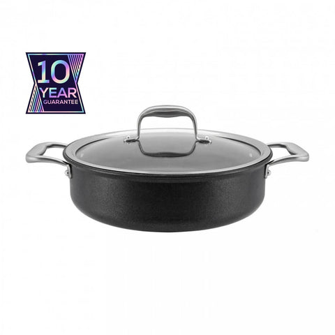 Karaca BioDiamond Pro Non-Stick Induction Shallow Casserole with Lid, 30cm, Black