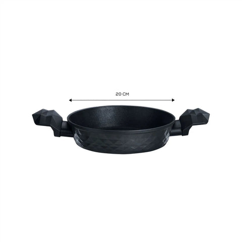 Karaca BioDiamond Non-Stick Induction Antibacterial Handle Shallow Stock Pot, 20cm, Black