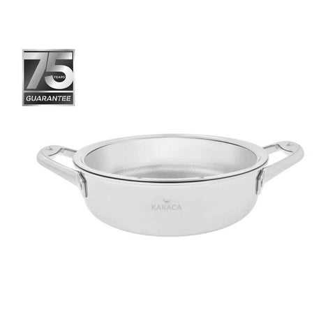 Karaca 3Ply PowerSteel 316+ Stainless Steel Induction Shallow Stock Pot, 20cm, Silver