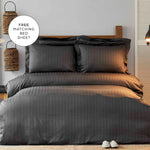 Karaca Home Charm Bold 100% Turkish Cotton Duvet Cover Set with Bed Sheet, Single, Anthracite