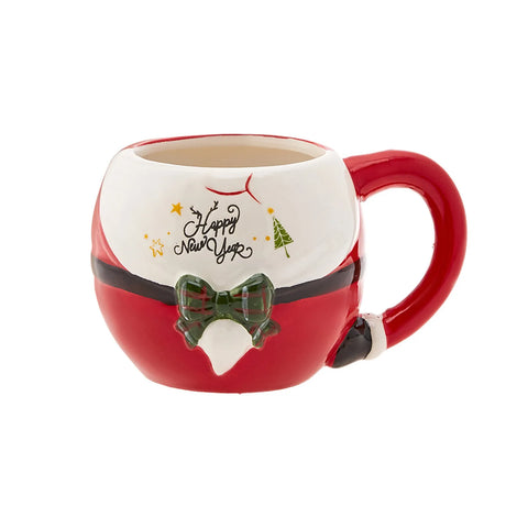 Karaca New Year Christmas Ceramic Bowtie Mug, 450ml, Multi