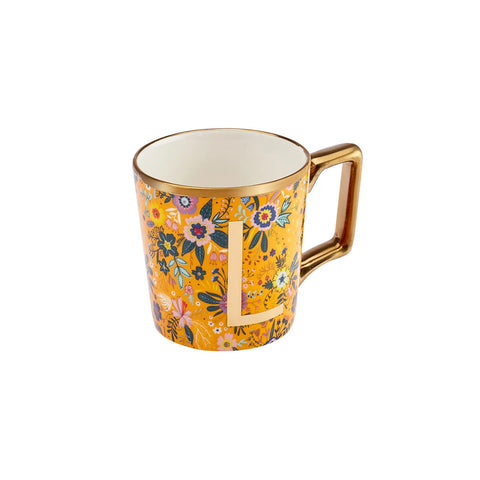 Karaca Flower Porcelain Letter L Mug, 350ml, Multi