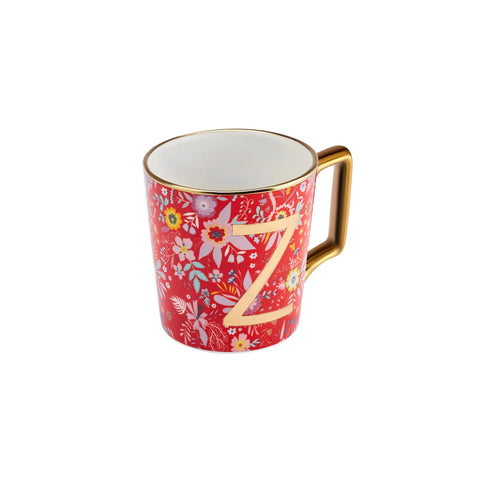 Karaca Flower Porcelain Letter Z Mug, 350ml, Multi