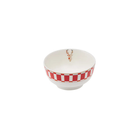 Karaca Aries Porcelain Snack Bowl, 12cm, Red Multi