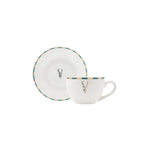 Karaca Aries 2 Piece Porcelain Tea Cup and Saucer, 220ml, Green Multi