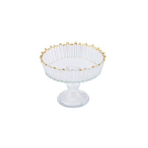 Karaca Lumos Glass Comport Bowl, 15cm, Transparent Gold