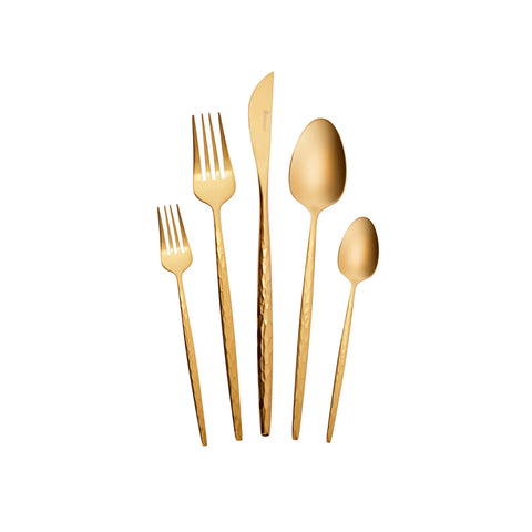 Karaca Callisto 30-Piece Stainless Steel Cutlery Set for 6 People, Matte Gold