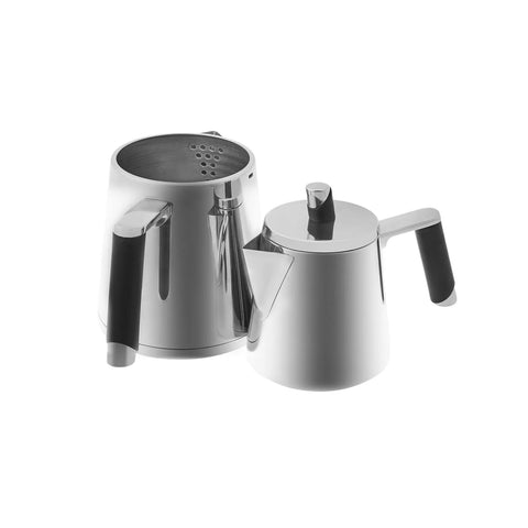 Karaca PowerSteel Blend 316+ Stainless Steel Induction Teapot Set, Medium, Silver Black