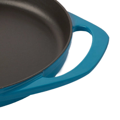 Pot Art Cast Iron Induction Shallow Stock Pot, 22cm, Blue