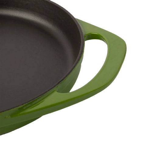 Pot Art Cast Iron Induction Shallow Stock Pot, 22cm, Green