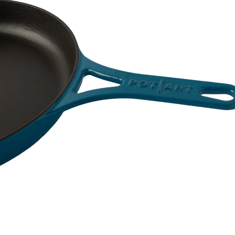 Pot Art Cast Iron Induction Frying Pan, 28cm, Blue