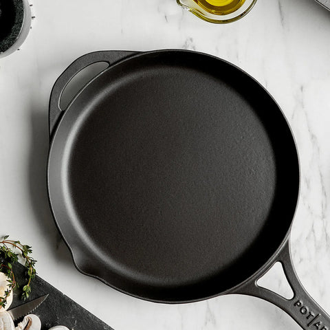 Pot Art Cast Iron Induction Frying Pan, 28cm, Black