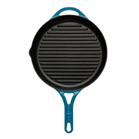 Pot Art Cast Iron Induction Griddle Pan, 28cm, Blue