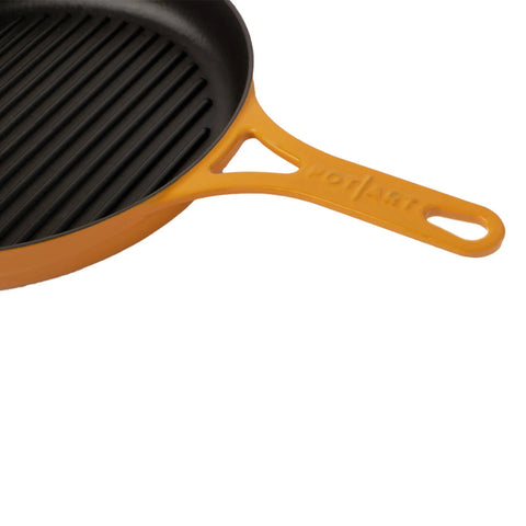 Pot Art Cast Iron Induction Griddle Pan, 28cm, Yellow