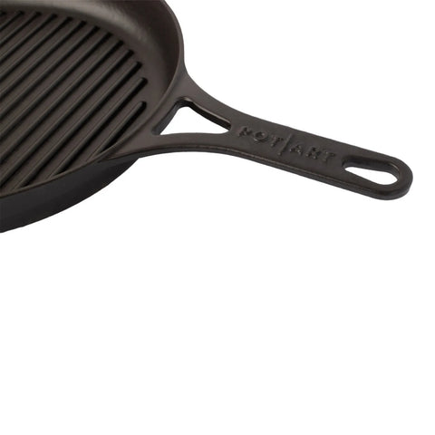 Pot Art Cast Iron Induction Griddle Pan, 28cm, Black