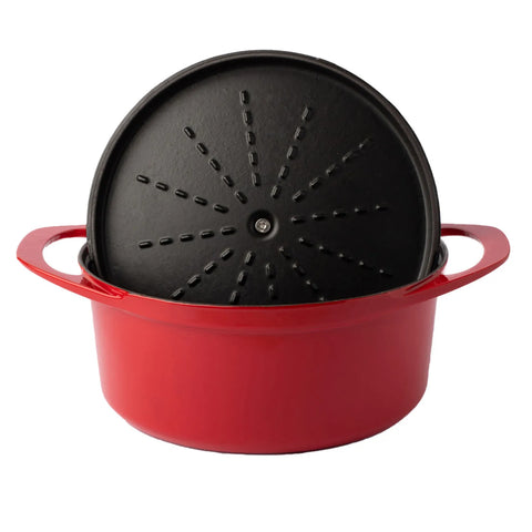 Pot Art Cast Iron Induction Stockpot with Lid, 24cm, Red