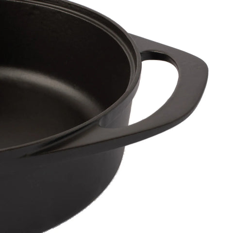 Pot Art Cast Iron Induction Shallow Casserole with Lid, 26cm, Black