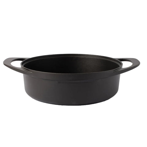 Pot Art Cast Iron Induction Shallow Casserole with Lid, 26cm, Black