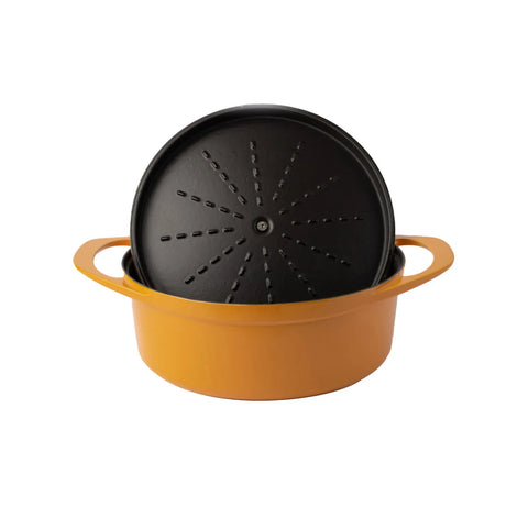 Pot Art Cast Iron Induction Stockpot with Lid, 28cm, Yellow