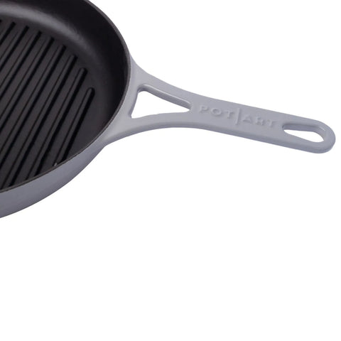 Pot Art Cast Iron Induction Griddle Pan, 28cm, Grey