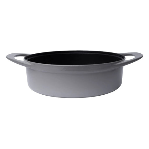 Pot Art Cast Iron Induction Shallow Casserole with Lid, 26cm, Grey