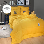 Karaca Home Motto Cotton Comfort Duvet Set with Bed Sheet, Double, Mustard