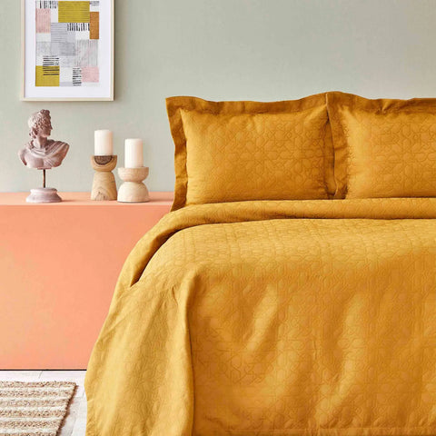 Karaca Home Back To Basic Bedspread Set, Single, Light Mustard