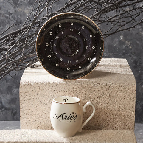 Karaca Signs of the Zodiac Aries Porcelain Espresso Turkish Coffee Cup, 90ml, Multi