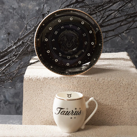 Karaca Signs of the Zodiac Taurus Porcelain Espresso Turkish Coffee Cup, 90ml, Multi