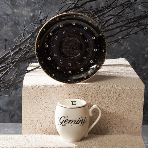 Karaca Signs of the Zodiac Gemini Porcelain Espresso Turkish Coffee Cup, 90ml, Multi