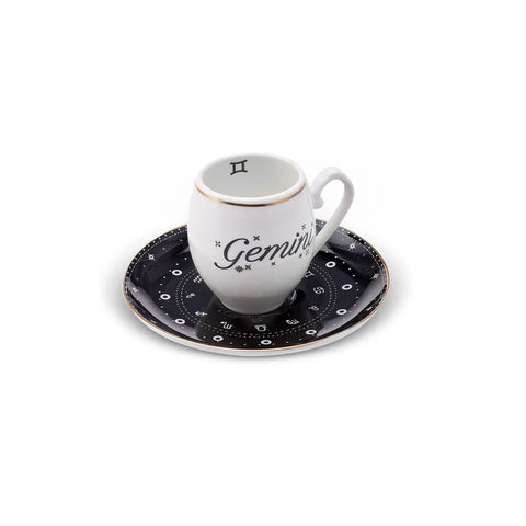 Karaca Signs of the Zodiac Gemini Porcelain Espresso Turkish Coffee Cup, 90ml, Multi