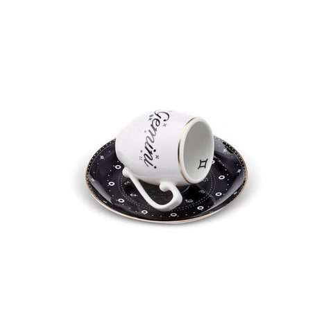 Karaca Signs of the Zodiac Gemini Porcelain Espresso Turkish Coffee Cup, 90ml, Multi