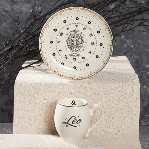 Karaca Signs of the Zodiac Leo Porcelain Espresso Turkish Coffee Cup, 90ml, Multi