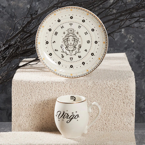 Karaca Signs of the Zodiac Virgo Porcelain Espresso Turkish Coffee Cup, 90ml, Multi