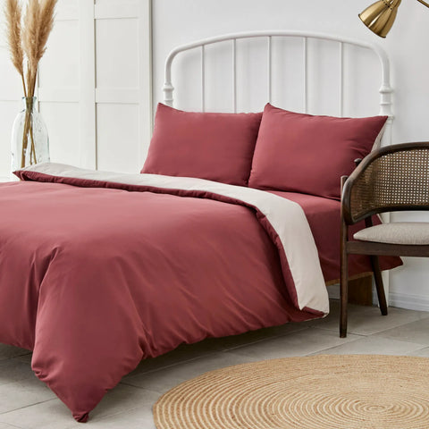 Karaca Home Duvet Cover Set, Double, Burgundy Beige