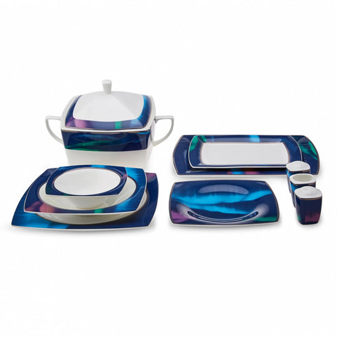 Karaca Fine Pearl Aurora 62-Piece Dinner Set for 12 People, Multi