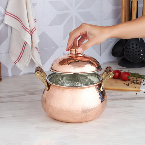 Karaca Mesopotamia Copper Stockpot with Lid, 20cm, Copper