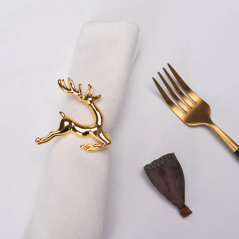 Karaca Home Deer Metal Napkin Ring Set, 2 Piece, Gold