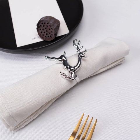 Karaca Home Deer Metal Napkin Ring Set, 2 Piece, Silver