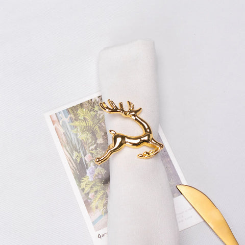 Karaca Home Deer Metal Napkin Ring Set, 2 Piece, Gold