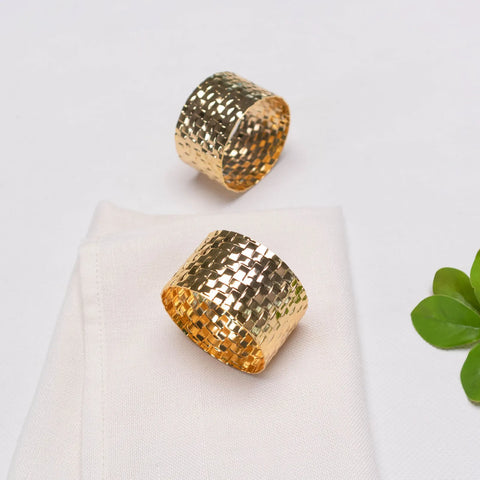 Karaca Home Marcello Metal Napkin Ring Set, 2 Piece, Gold