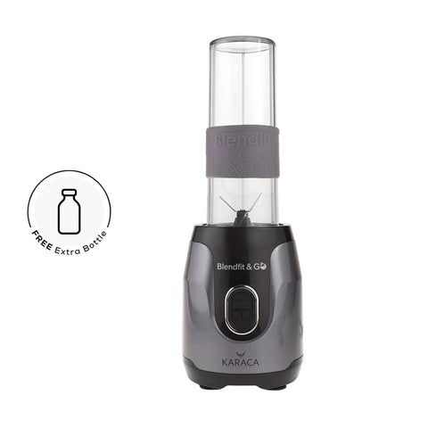 Karaca Blendfit Go Personal Smoothie Blender, 2x 600ml Bottle, 550W, Anthracite