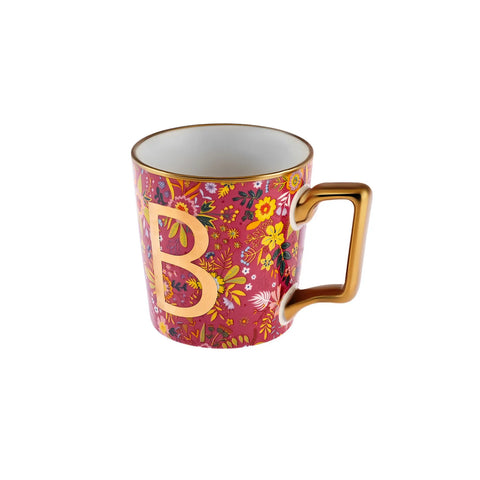 Karaca Flower Porcelain Letter B Mug, 350ml, Multi