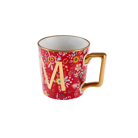 Karaca Flower Porcelain Letter M Mug, 350ml, Multi