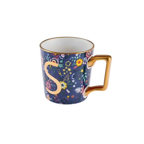 Karaca Flower Porcelain Letter S Mug, 350ml, Multi