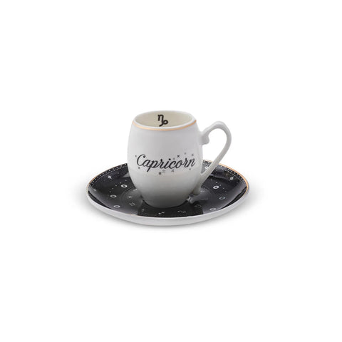 Karaca Signs of the Zodiac Capricorn Porcelain Espresso Turkish Coffee Cup, 90ml, Multi